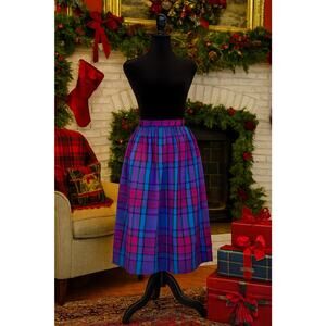 VTG Talbots Wool Skirt 12 – Plaid Jewel Tones Pleated Holiday Classic, USA Made